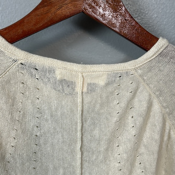 Inhabit Cream Crewneck Linen Button Closure Cardigan size M - Picture 9 of 11